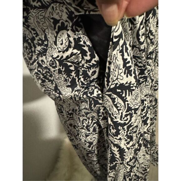 Anthropologie Maeve Marya Tiered black white ruffle shift dress pocket maxi dres - Picture 12 of 14